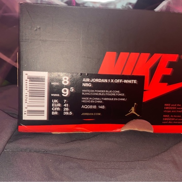 Jordan 1 off white Carolina blue sz 8